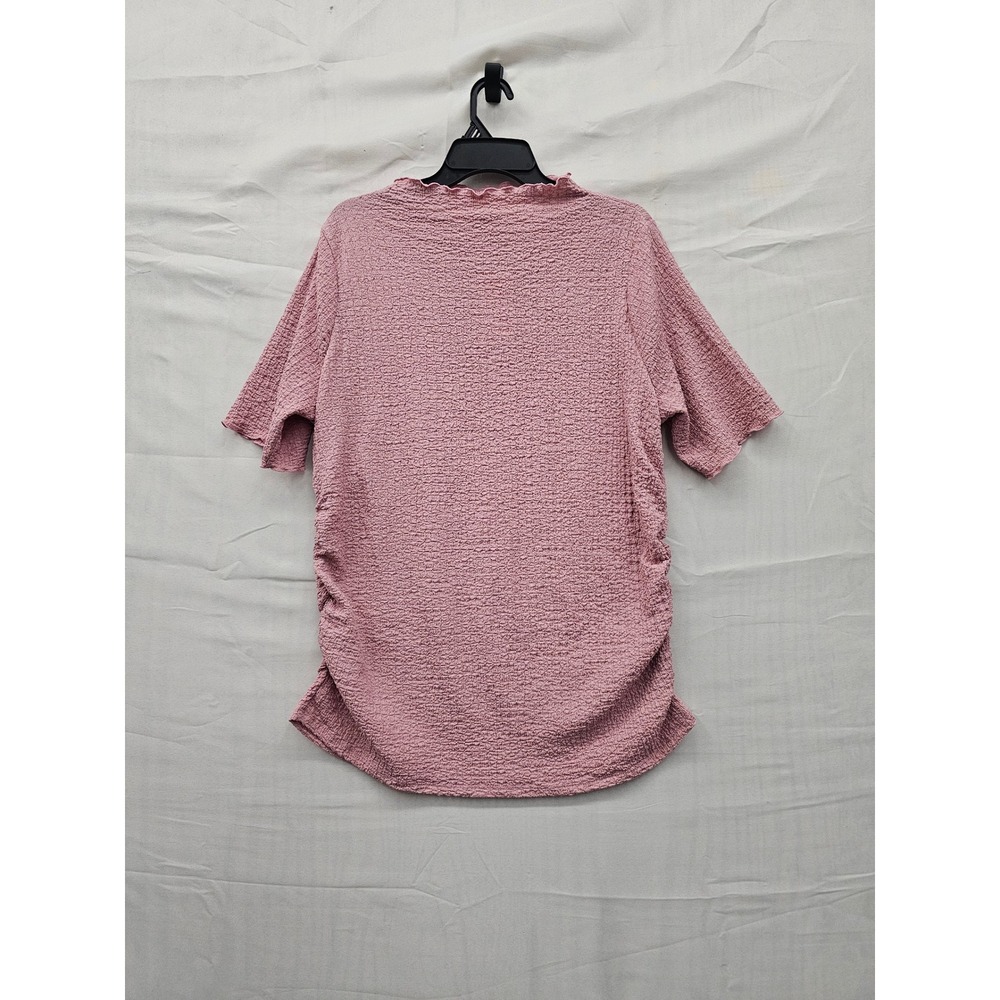 A New Day Womens Mock Neck Ruched Top Pink Polyester Blend Casual Size XXL